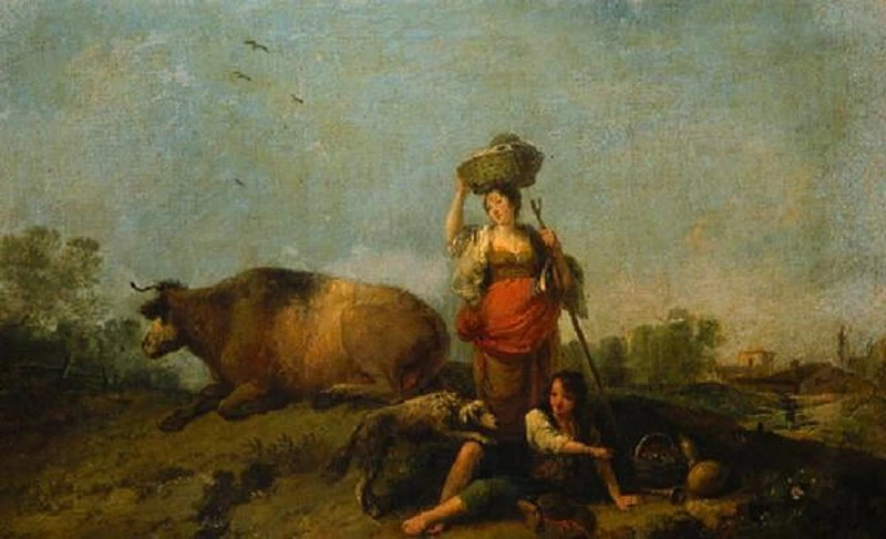 Paesaggio campestre con figure in riposo - Pinacoteca Tosio Martinengo, Brescia
